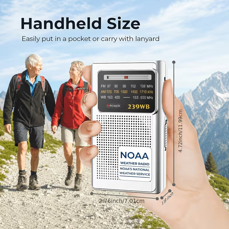 Portable Emergency Radio – NOAA Weather, AM/FM, Best Reception, Stereo Earphone Jack, 2xAA Battery