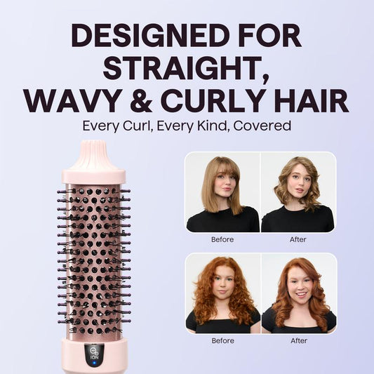 Ionic Thermal Brush 1 1/2 Inch with LED Display, 300℉-420℉ for Different Hair Types, 120-240V Universal Voltage