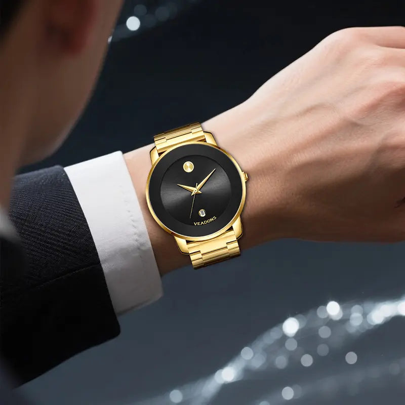 VEADONS Luxury Gold Watch for Men - Automatic Movement Sapphire Crystal Waterproof Dress Watch Business Casual Minimalist Design Stainless Steel Case image 4