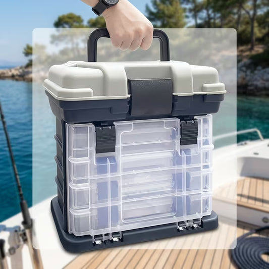 5-Layer Portable Fishing Tackle Storage Box, ABS Drawer Type Multi-Functional Organizer, Waterproof Wear-Resistant Fishing Lure & Parts Container for Sea Fishing, Boat Fishing & Lure Fishing