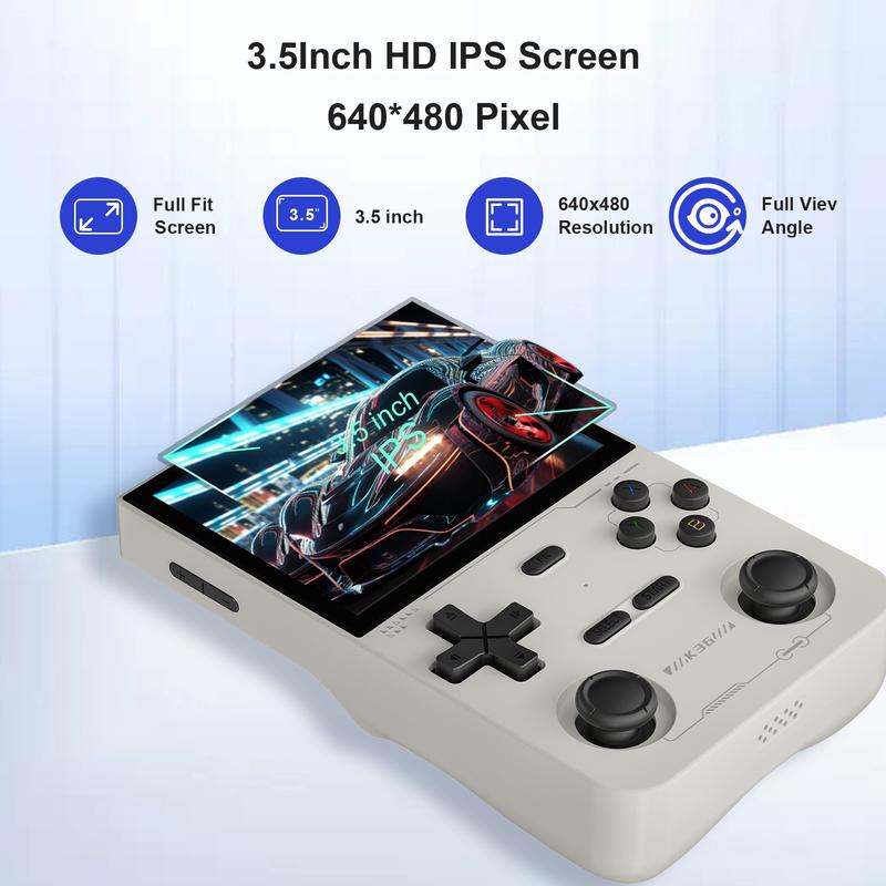 K36 Portable Handheld Game Console, 3.5 Inch HD IPS Screen Handheld Retro Game Player, Rechargeable Gaming Device with 16000+ Games & 20+ Simulators
