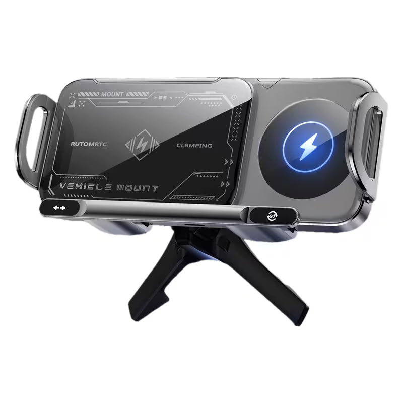 15W Wireless Car Charger Mount, Electric Auto-Clamping Holder, Adjustable Horizontal & Vertical Angle, Fast Charging, Fits Galaxy Z Fold6/Fold5/Fold4/Fold3/Fold2, iPhone 16/15/14/13/12 Pro Max, 4.3"-6.9" Smartphones