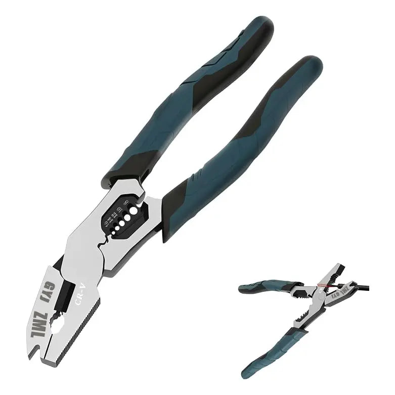 【DealsForYouDays】 6-in-1 Multi-Function CR-V Steel Wire Stripper Pliers, Diagonal Cutters with Adjustable Cutting Depth and Sharp Blades for Nails and Electrical Cables, Hardware Wirecutters, Construction Tool, Hand Tools Wire Stripping Machine Wirepliers