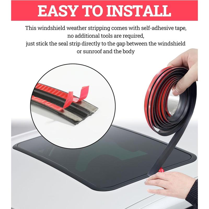 20Ft Car Windshield Rubber Seal,Car Windshield Seal Strip,T Shape Automotive Weather Stripping for Front Rear Windshield,Automotive Door Sealing Strip Sunroof Seal