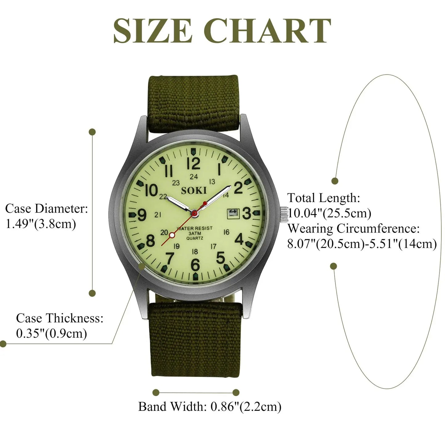OIDEA Men's Tactical Military Watch - Men's Accessories, 24-Hour Analog Quartz Field Wristwatch with Luminous Hands, Extended Nylon Band summerwins image 8