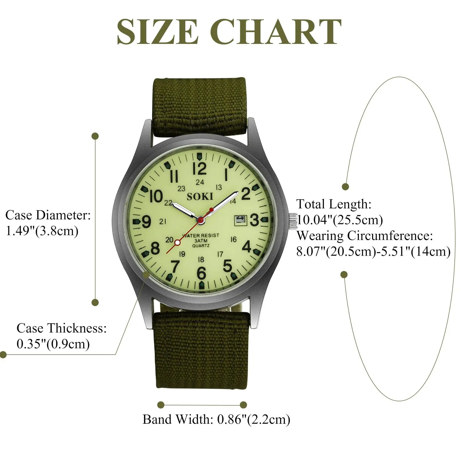 OIDEA Men's Tactical Military Watch - Men's Accessories, 24-Hour Analog Quartz Field Wristwatch with Luminous Hands, Extended Nylon Band summerwins image 8