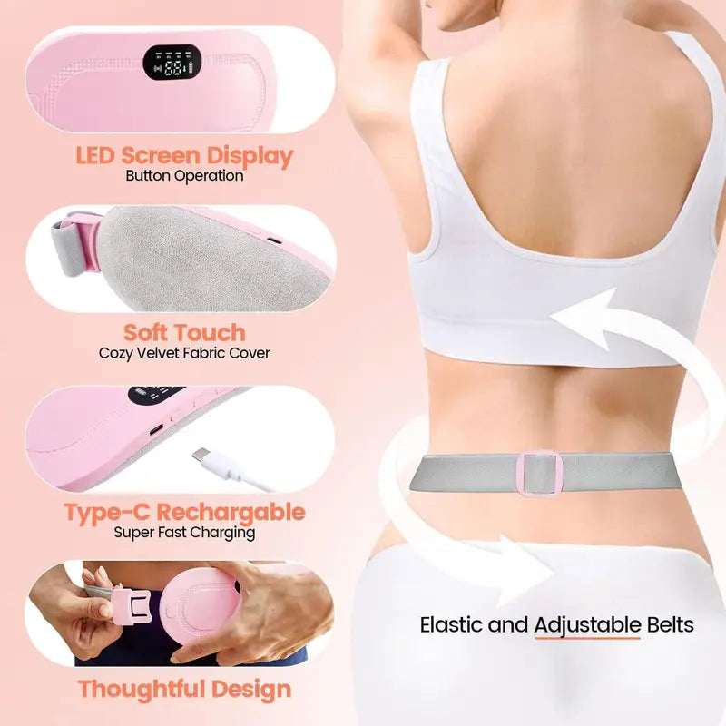 Menstrual Heating Pad Smart Uterus Warmer Belt, Cordless Heating Pad, Adjustable Heating Temperature, Electric Waist Belt, Durable Material Waist Vibrating Abdominal Massager