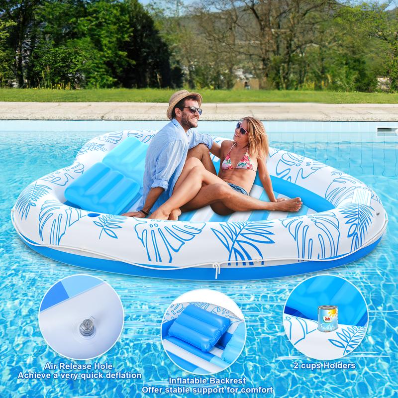 inflatable Tanning Pool Lounger Float - 4 in 1 Sun Tan Tub Sunbathing Pool Lounge Raft Floatie Toys Water Filled Bed Mat Pad for Adult Blow Up Kiddie Pool Kids Ball Pit Pool