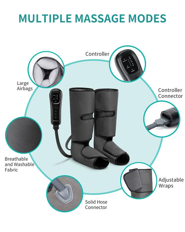 Air Compression Leg Massager with 3 Massage Levels & Auto Shut Off Feature for Foot and Calf Comfort and Relaxation