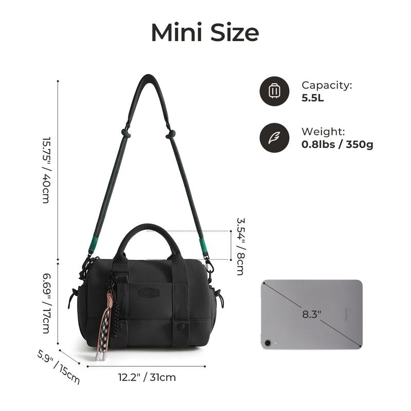 Reiki Mini Gym Compact Duffle Bag (9.84" x 5.9" x 6.69") 5.5L Capacity, Waterproof PVC Pocket, Adjustable Bottom Straps, Elastic side pockets, Ideal for Gym & Daily Use