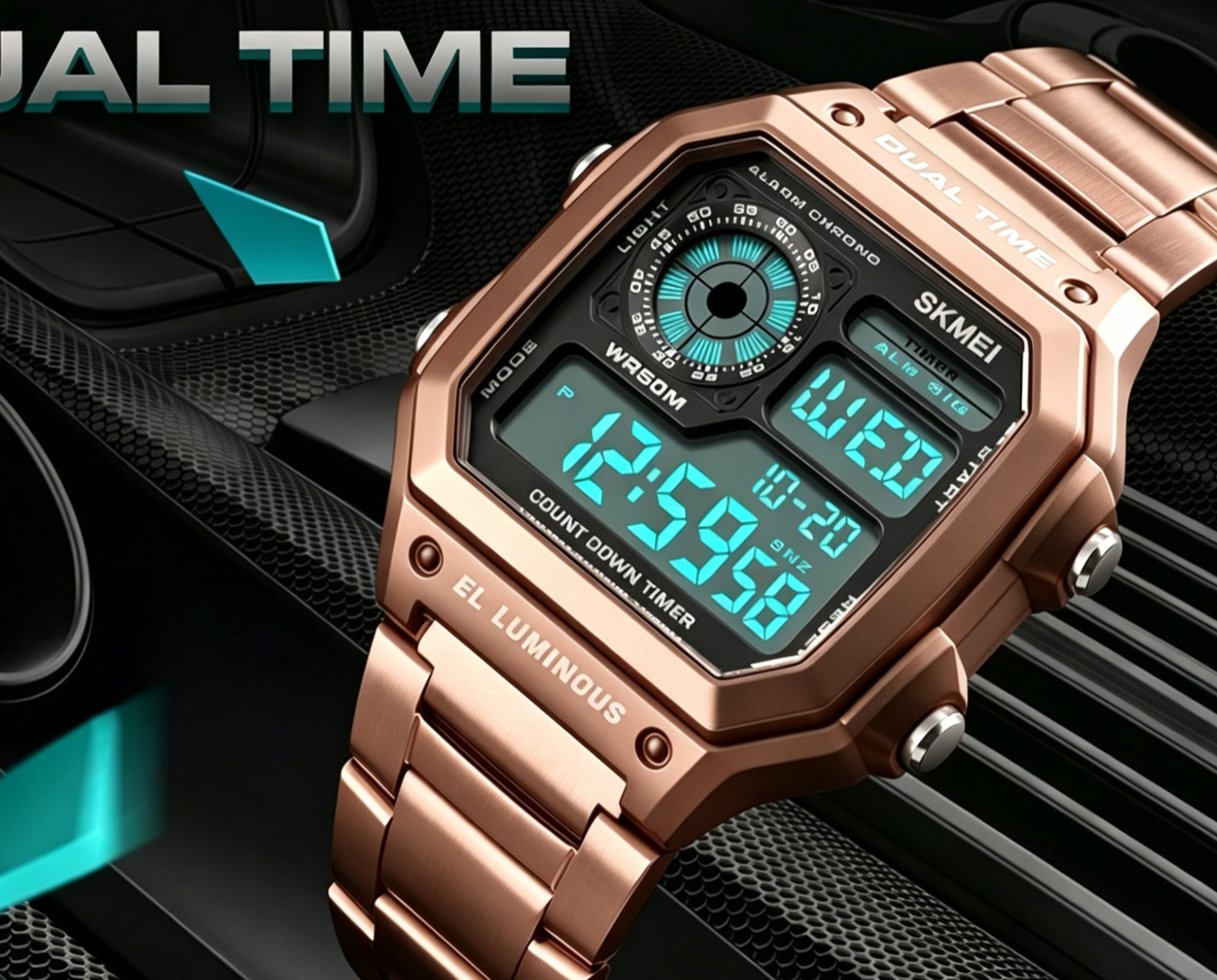 2026 New Arrival Skmei Hot Men Digital Watch, Rose Gold Unique Design, Waterproof, Trendy Watch for Men. Cash On Delivery, Free Shipping!