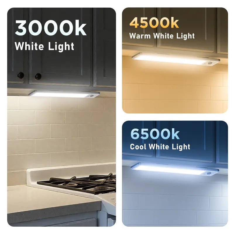 【2 Packs】Under Cabinet Lights,Motion Sensor Night Light Indoor,1500mAh USB Rechargeable Light,Magnetic Installation Dimmable Lights for Kitchen,Wardrobe,Pantry, Closet,Coffee Corner,Bathroom,Stairs,Hallway,Sink Cabinet,Laundry Room,Tool Room,Garage,Fridge