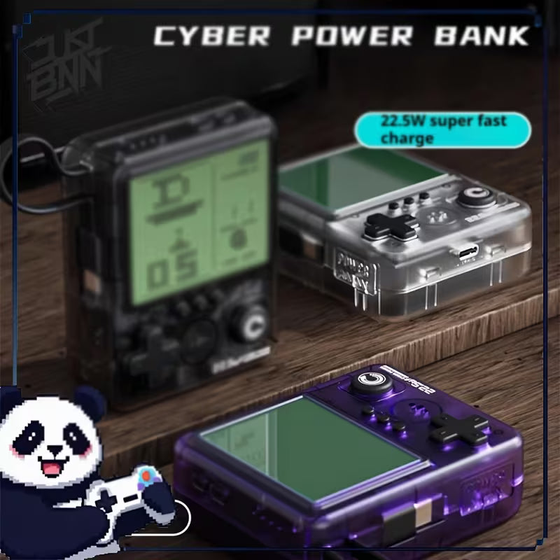 Cyber Power Retro Handheld Game Console – 2‑in‑1 Power Bank, 10000mAh, Built‑in Classic Arcade Games, Fast Charging – Perfect Gift for Gamers