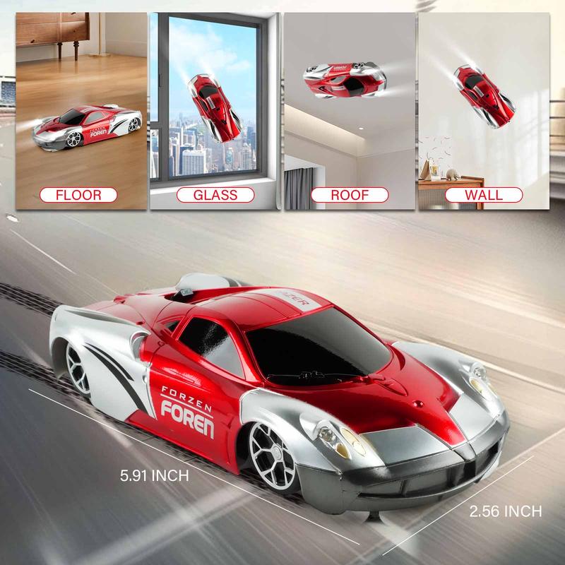 Wall Climbing Car, Electric Remote Toy Racing, with LED Light High-Speed Hobby Toy Vehicle, RC Car Gifts for Age 3 4 5 6 7 8 9 Year Old Boys Girls