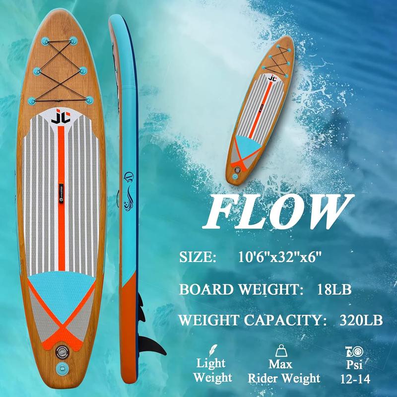 Inflatable Stand Up Paddle Board (6 Inches Thick), ISUP Package W/Premium SUP Accessories & Backpack, Non-Slip Deck,Fins, Adjustable Paddle|surfboard, friends, camping, surfing, outdoors, wilderness, still water, lake, rush wave Springtok