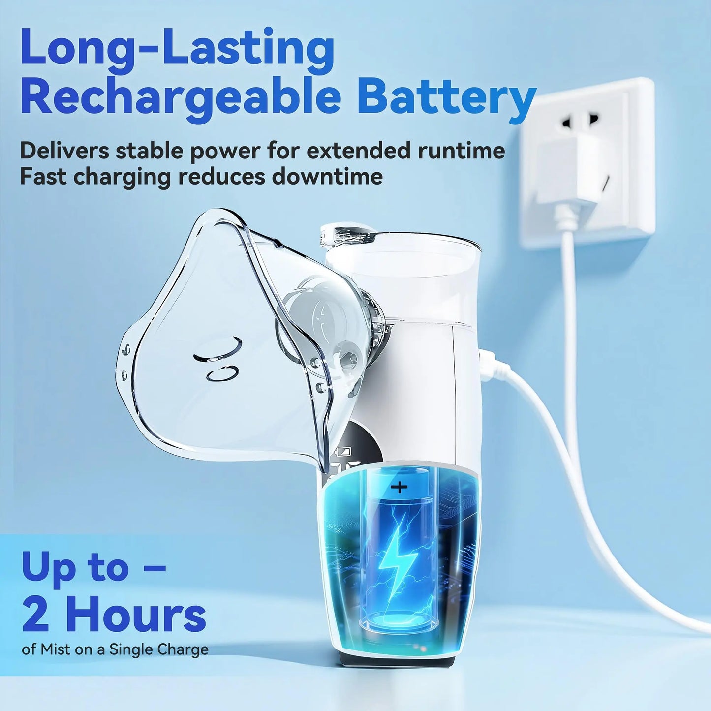 Smart Digital Display Portable Nebulizer for Adults and Kids, Portable Nebulizer for Travel and Home Use, Rechargeable Nebulizer with a Remaining Power Display and 3 Optional Gears