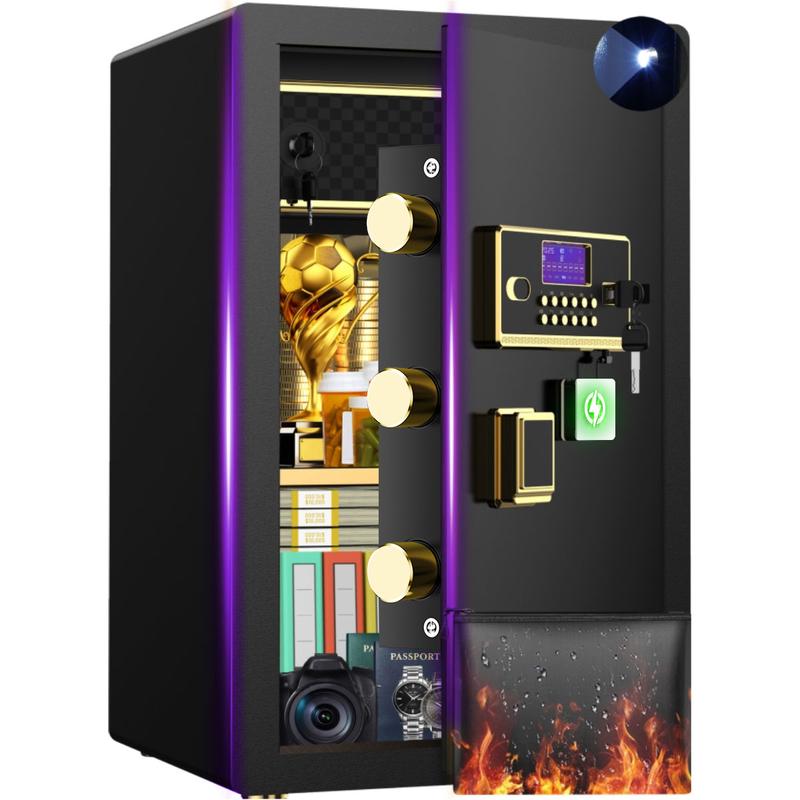 Large Safe Box, Digital Board, With Fireproof Document Bag & Alarm System for Home or Office Security, for Cash Jewerly Lock Adjustable Shelf