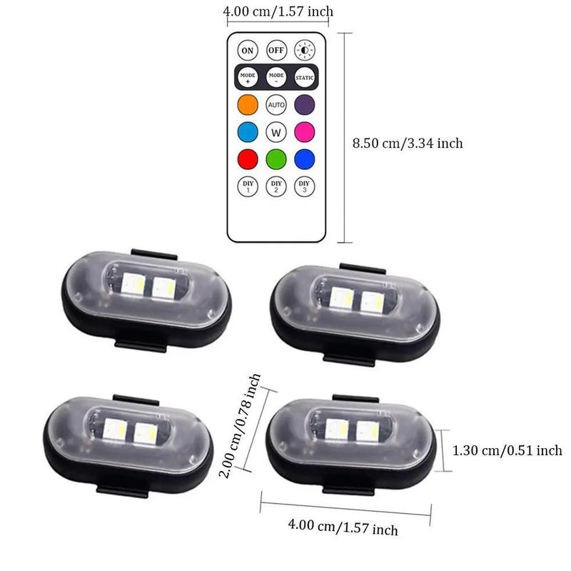 Car LED Light, Multifunctional Car LED Warning Light, Rechargeable Wireless Car Light with Remote Control, Decorative Light, Motorcycle, Truck