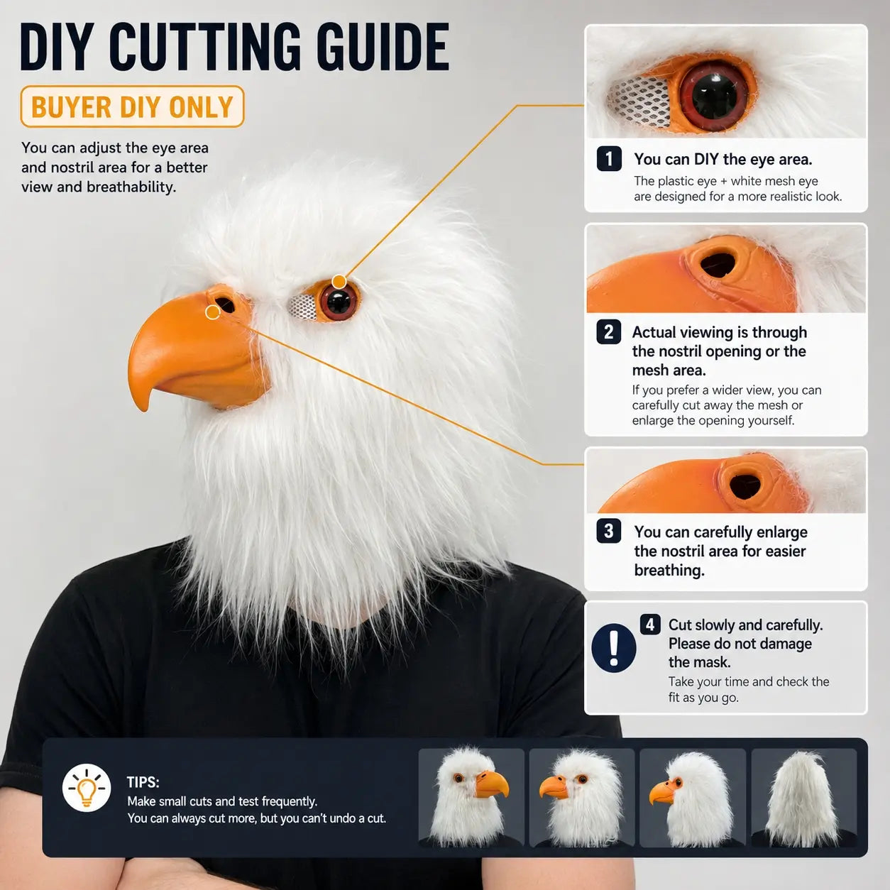 Realistic Eagle Masks Latex Hawk Head Helmet Halloween Bird Cosplay Animal Head Mask Party Props for Adults