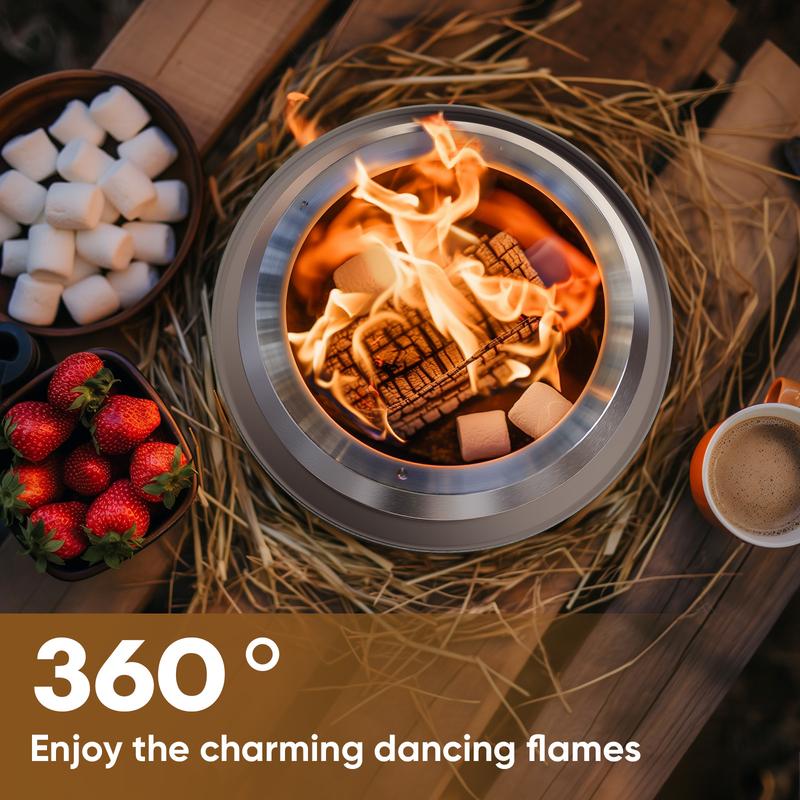 jumbo size Smokeless Fire Pit for Christmas Gift, 304 Stainless Steel Tabletop Firepit Wood Pellets Burning Fire Pits, Low Smoke Portable Firepits for Outdoor