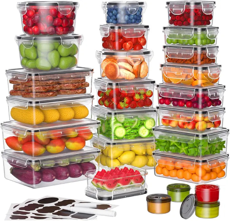 [LIMITED TIME DEAL] 40 Pcs Large Plastic Airtight Food Storage Container Set (20 Containers+20 Lids) Leakproof, BPA-Free, Labels&Marker, Kitchen Organization