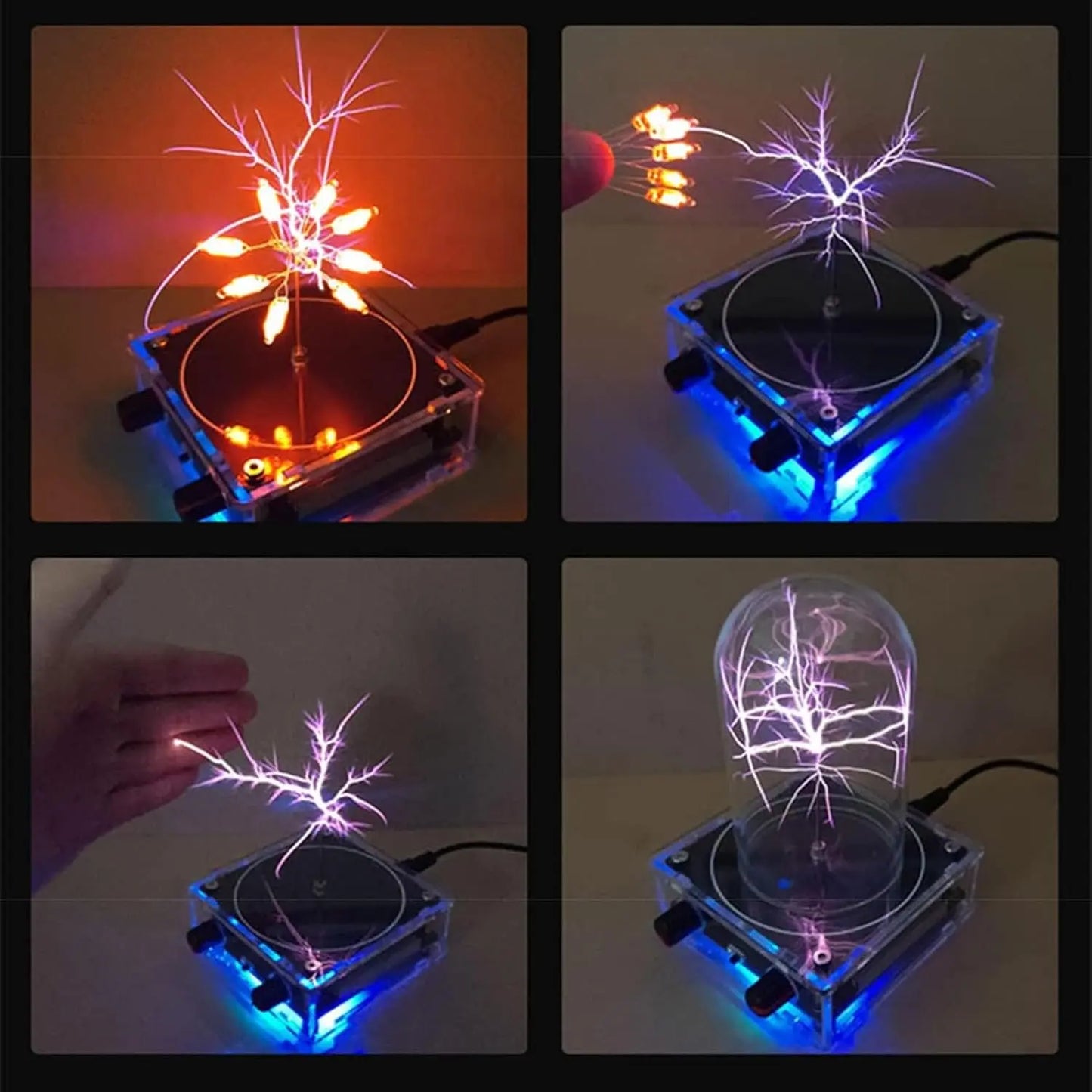 Multifunction Cool Gadgets Musical Tesla Coil Science Experiment Kit - Bluetooth-Enabled Touchable Spark Arc Generator, Compact Interactive Music Boxes with Reinforced Rings, Wireless Teaching Aid for Experimental Education