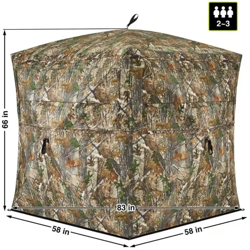 [Amazing Offer]  Hunting Blind See Through with Carrying Bag, 2-3 Person Pop Up Ground Blinds 270 Degree, Portable Resilient Hunting Tent for Deer & Turkey Hunting Camouflage Sliding Windows