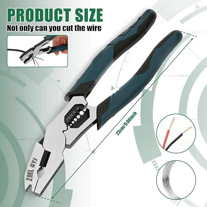 【DealsForYouDays】 6-in-1 Multi-Function CR-V Steel Wire Stripper Pliers, Diagonal Cutters with Adjustable Cutting Depth and Sharp Blades for Nails and Electrical Cables, Hardware Wirecutters, Construction Tool, Hand Tools Wire Stripping Machine Wirepliers image 2