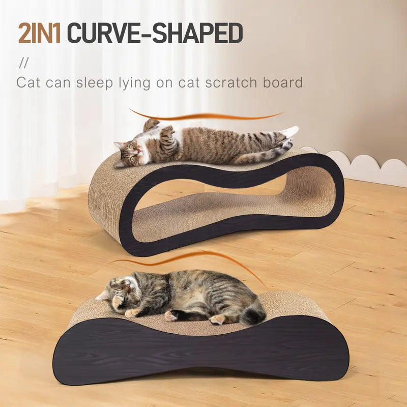 FluffyDream2 in 1 Cat Scratcher Cardboard Lounge Bed, Cat Scratching Board– Sofa Saver, Aesthetic Pet Must-Have, Multi-Purpose Furniture, Wood, Kitten
