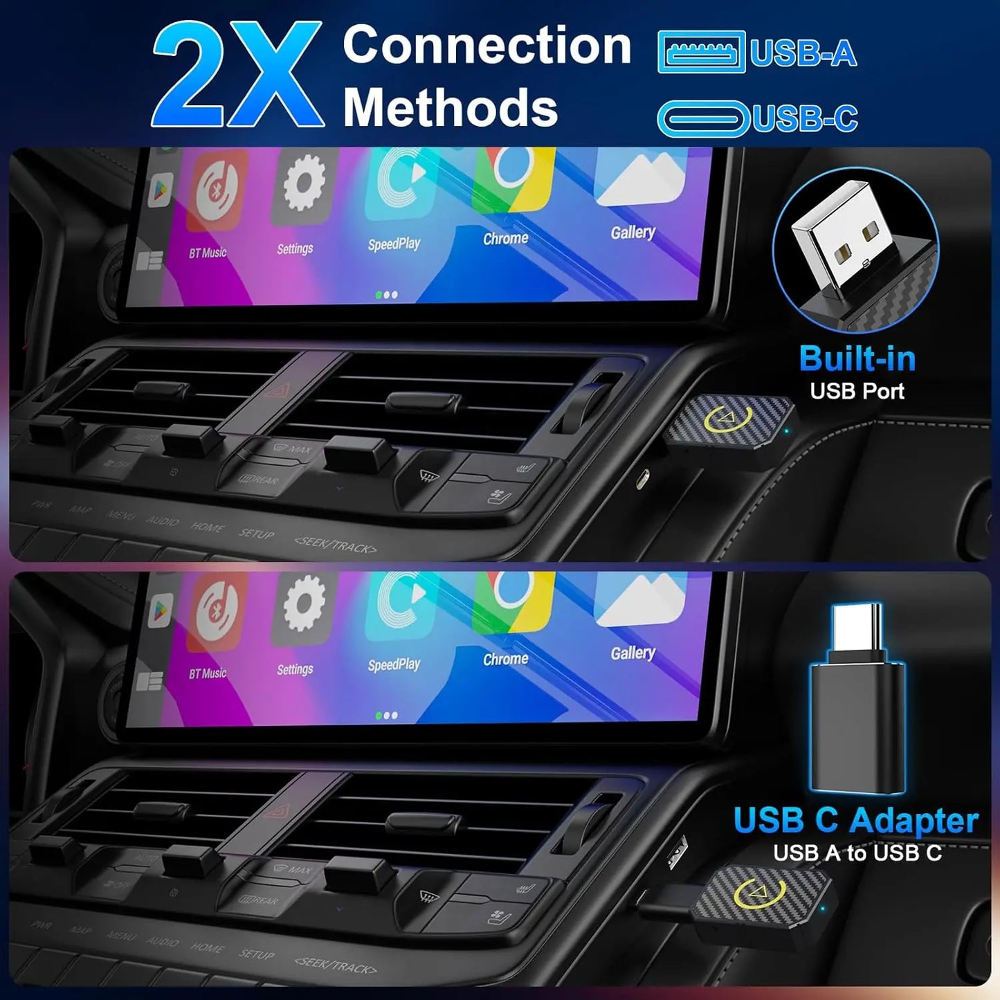 【Mother's Day】Yurnlv Wireless Apple CarPlay Adapter for Factory Wired Cars from 2016 Onwards - 2-in-1 Wireless CarPlay & Android Auto Adapter Easier Connectivity Compatibility Stable, Faster, Automotive
