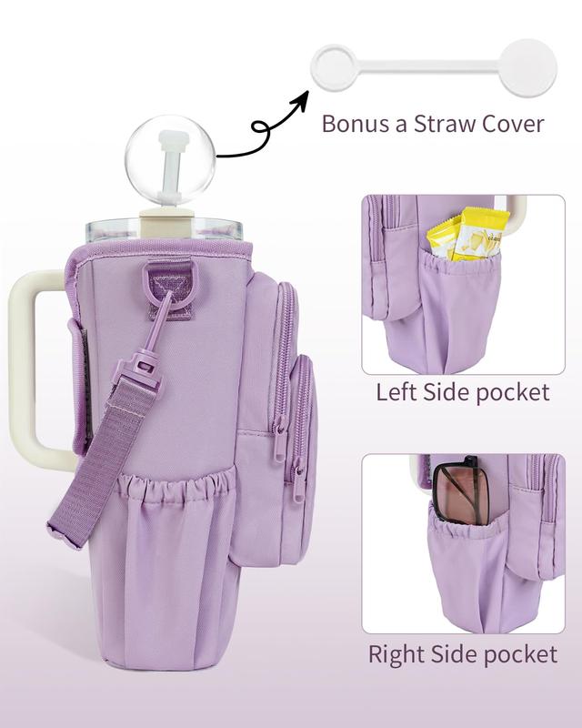 sportsnew Water Bottle Carrier Bag with Phone Pocket fo 40oz Tumbler with Handle Accessories Insulated Water Bottle Holder Pouch with Strap Crossbody with Straw Cover