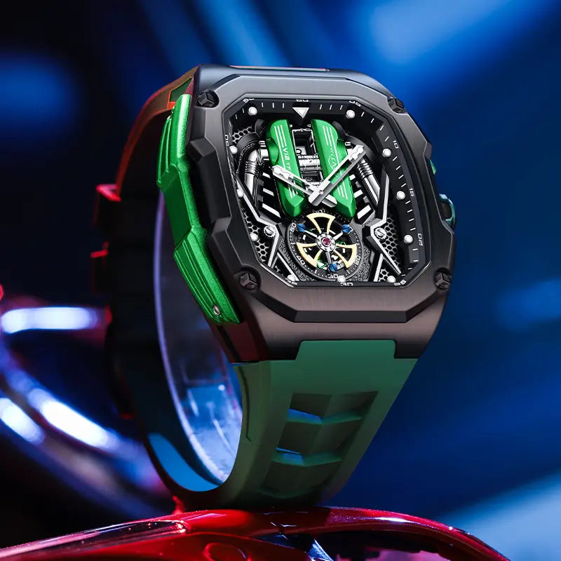 V12 trendy wristwatch Phantom Series Chronograph Calendar，watches for men，Watch With Quartz Movement, Men's Watch, Black Dial, Gift Box, Simple, Waterproof, Luminous Watch image 3