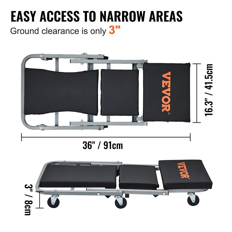 2 in 1 Z Creeper Seat Rolling Chair Auto Mechanics Shop Garage Work Stool