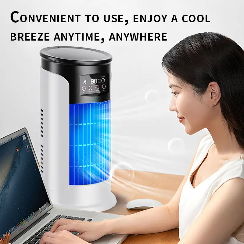 2026 New Evaporative Air Cooler – Compact USB Desk Fan, 300ml Tank Personal Cooler, Adjustable Speed, Timer, Quiet Portable Design for Home, Travel & Outdoor