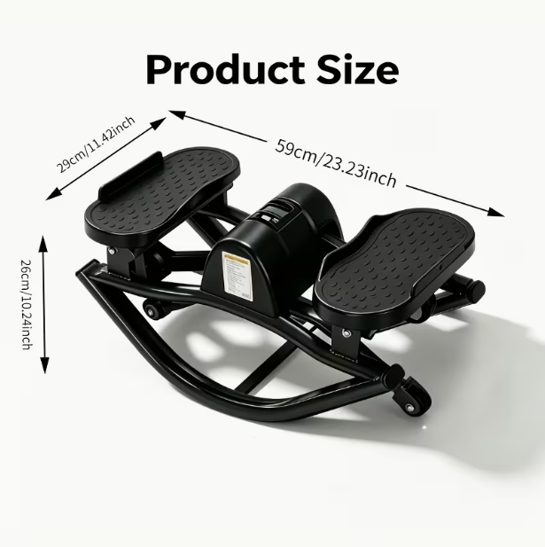 Silent U-Shaped Rocking Stepper – Includes Resistance Bands & Mat, Left-Right Swing, Compact Fat-Burning Machine for Home & Small Spaces, No Battery