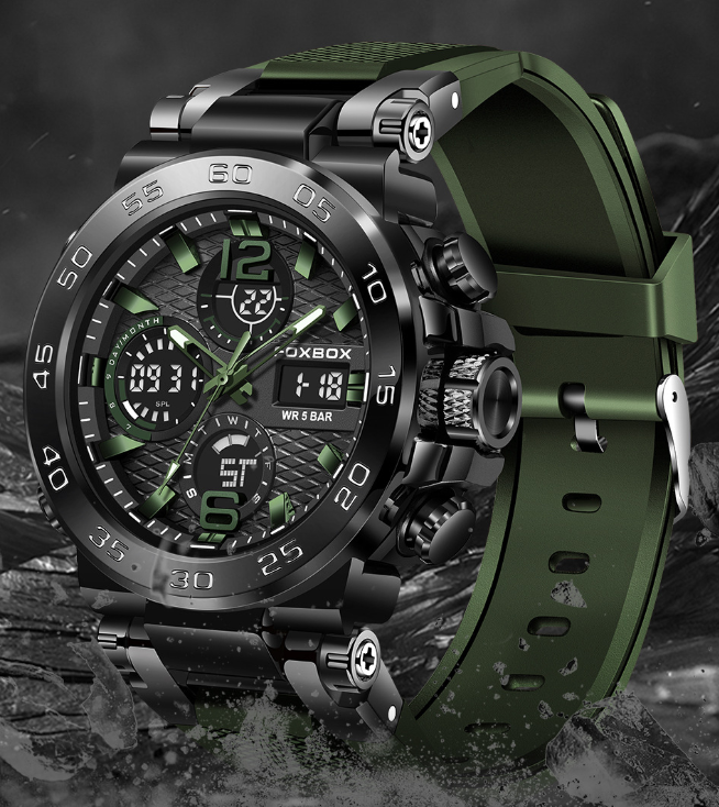 Men's Waterproof Digital Sports Watch – Luminous Dial, Alarm, Stopwatch, Date Display, Durable Resin Case & Silicone Strap, Ideal for Running, Swimming & Daily Wear