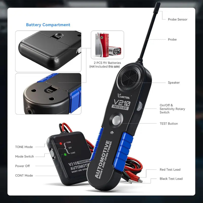 Automotive Circuit Tester – Diagnostic & Continuity Tester, 6-42V DC, Wire Tracer, Open/Short Finder & Fault Probe for Mechanics