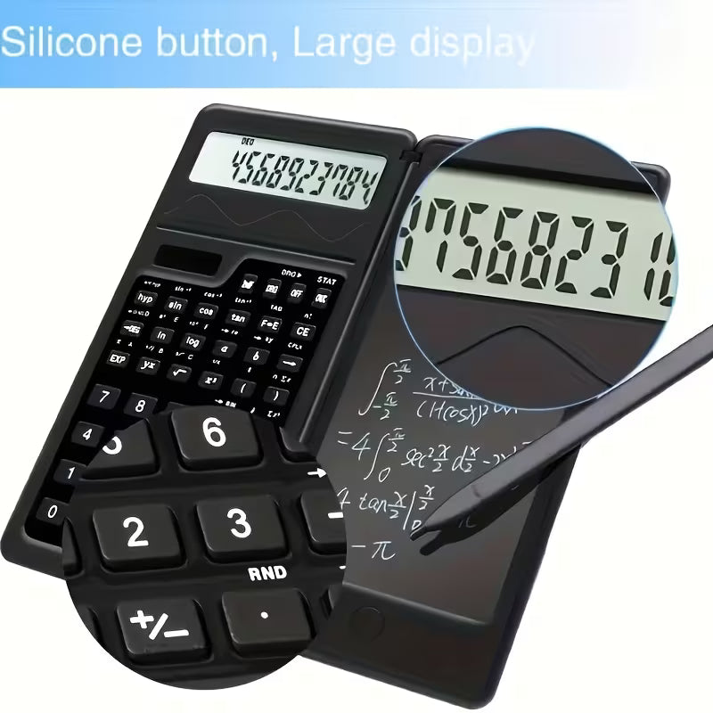 Ultra-Slim LCD Writing Board & Scientific Calculator – 10-Digit, Solar & Battery, for Math & Physics