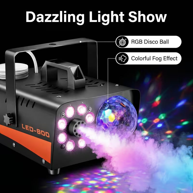 600W Fog Machine – 3000CFM, 13 LED Lights, Wireless Remote for Parties, Weddings & DJ Stages