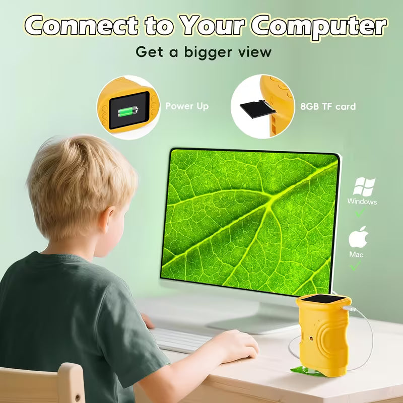 USB Digital Microscope – 1000X, 2" IPS Screen, 4K HD Photo & Video, Portable Educational Toy for Kids