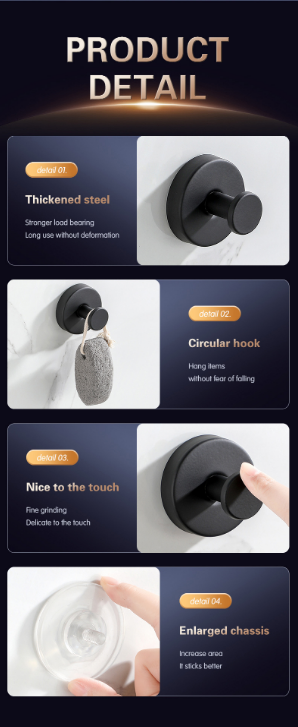 4 PCS Black Suction Cup Hooks, Waterproof Reusable Suction Hooks for Kitchen, Bathroom, Shower – Towel, Loofah, Robe Hanging
