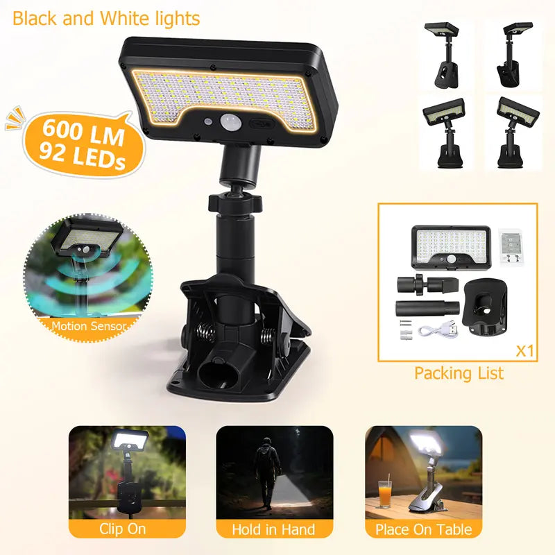 2-Pack Outdoor Solar Clip-On LED Lights - Ultra-Bright Motion Sensor Pathway and Wall Lamp for Garden and Patio