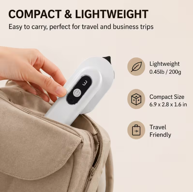 Portable Cordless Mini Iron – Handheld Battery-Powered Garment Press with 3 Temperature Settings, Pocket-Sized Clothing Care Tool for Business Travel, Hotel, Office & Quick Touch-Ups