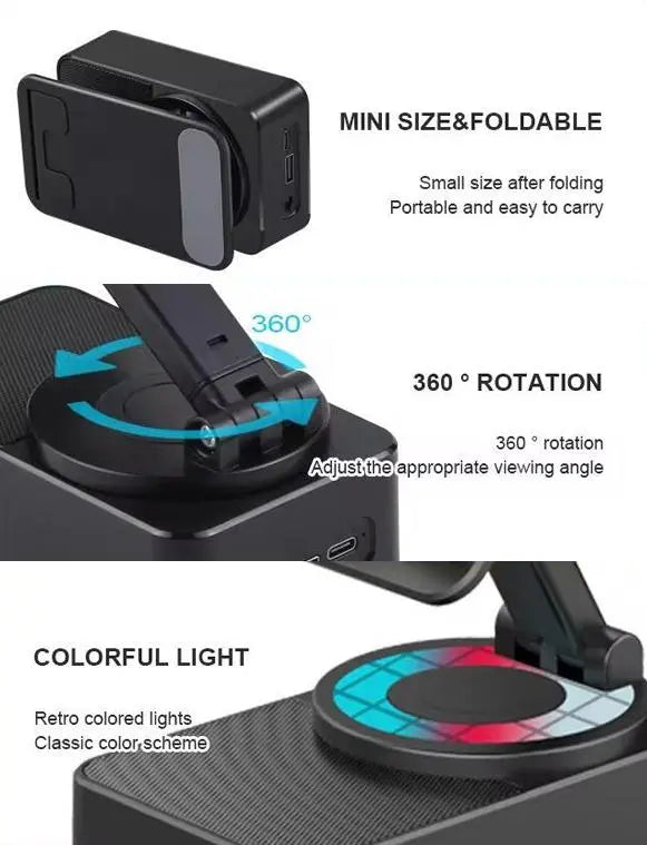 5 in 1 Wireless Audio Bluetooth Speaker, Portable & Foldable Stand, Emergency Power, 5.3FM HD Bassup Answer Calls, for iPhone Android