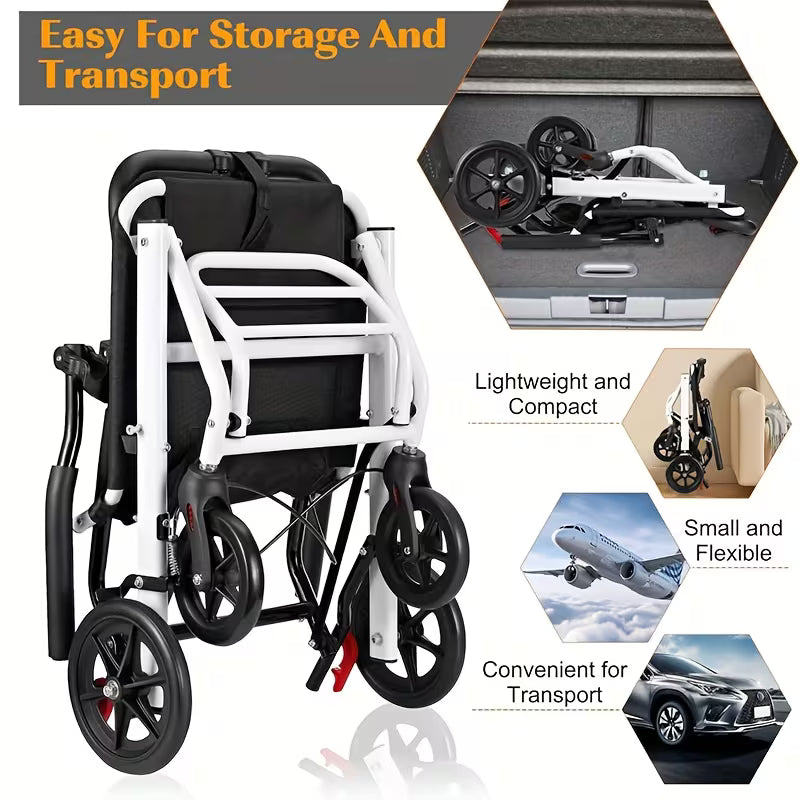 Foldable Hand-Operated Wheelchair – Lightweight, Portable for Adults & Elderly Travel