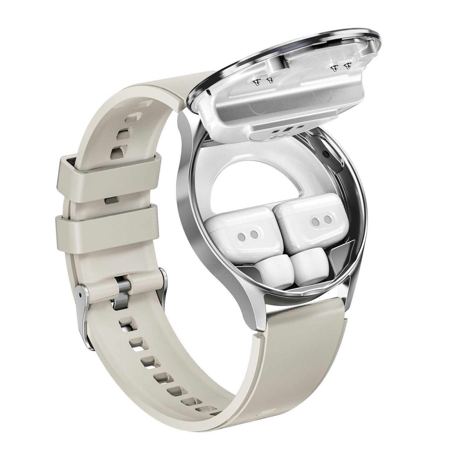 2-in-1 Smart Watch with Earbuds – 1.39" IPS Screen, IP67 Waterproof, Bluetooth Connectivity, White, Wearable Wristwatch
