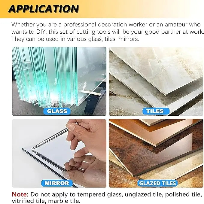 2-in-1 Glass Tile Cutter with Extra 2 Blades - Heavy Duty Cutting Tool for Glass, Mirror, Ceramic and Glazed Tiles