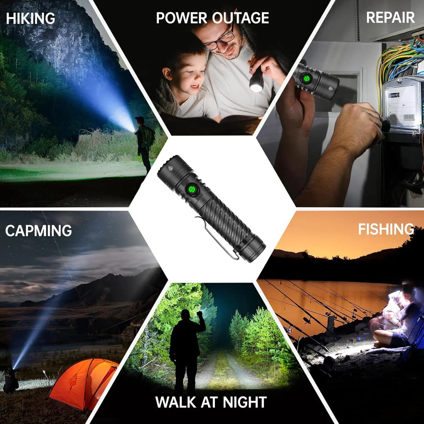 Rechargeable Flashlight Strong Light Ultra Bright Portable Outdoor Camping Flashlight Home Ultra Long Endurance Lighting Six Modes image 7
