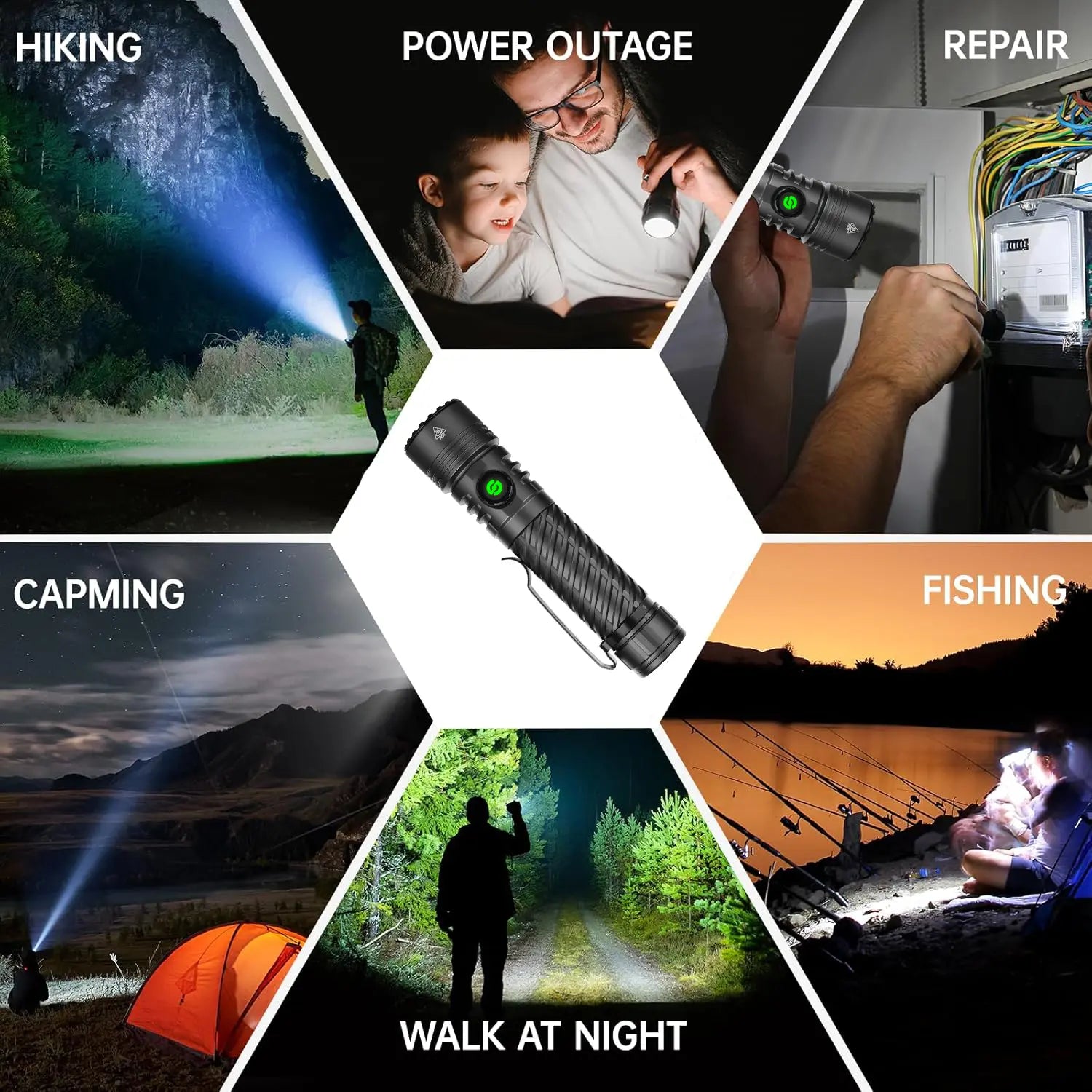 Rechargeable Flashlight Strong Light Ultra Bright Portable Outdoor Camping Flashlight Home Ultra Long Endurance Lighting Six Modes image 7