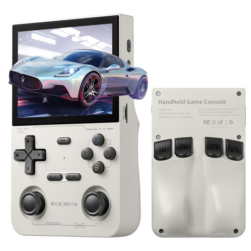 K36 Portable Handheld Game Console, 3.5 Inch HD IPS Screen Handheld Retro Game Player, Rechargeable Gaming Device with 16000+ Games & 20+ Simulators